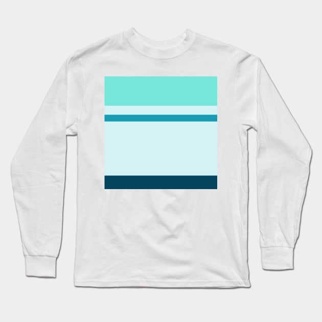 An unparagoned consistency of Ice, Tiffany Blue, Water Blue and Marine Blue stripes. Long Sleeve T-Shirt by Sociable Stripes